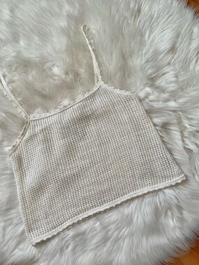 NWOT Aritzia Little Moon Cream Crochet Camisole with Thin Straps Size Small